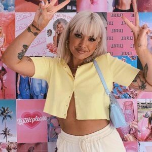 Princess Polly THE JAYDEN TOP Yellow button front crop top